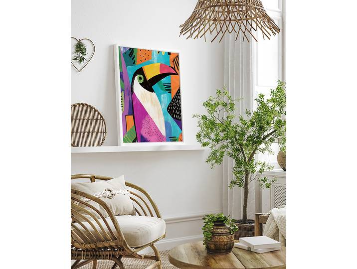 Bild Cute Toucan Rahmen: Massivholz Buche, lackiert Abdeckung: Acrylglas Multicolor 42 x 52cm