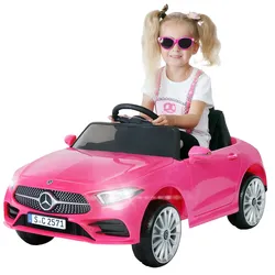 Kinder-Elektroauto Mercedes-Benz CLS 350 Coupé, lizenziert, 2 x 20 Watt Motoren, LED-Scheinwerfer (Pink)