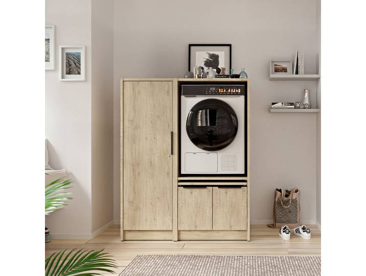 Hauswirtschaftsraum Set D 220cm Braun/Eiche Hell Dekor