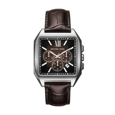 Chronograph MICHAEL KORS "Hayes", braun (braun, braun), Armbanduhren, Herren, edelstahlfarben, Chronograph, Quarzuhr, Armbanduhr, Lederarmband, analog, Tag, 12/24-Std.-Anzeige