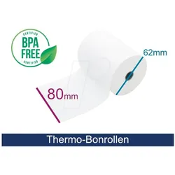 5x Artdev, Thermopapierrolle, Thermorolle - 80 62 12.7 (B/D(max.)/K) weiss, 50m, 55g