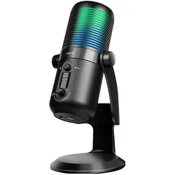 LogiLink Mikrofon, cardioid/omnidirektional, NRC, 192 kHz@24 bit, RGB-Licht, Streaming, Podcast, Studio, Schw, Mikrofon