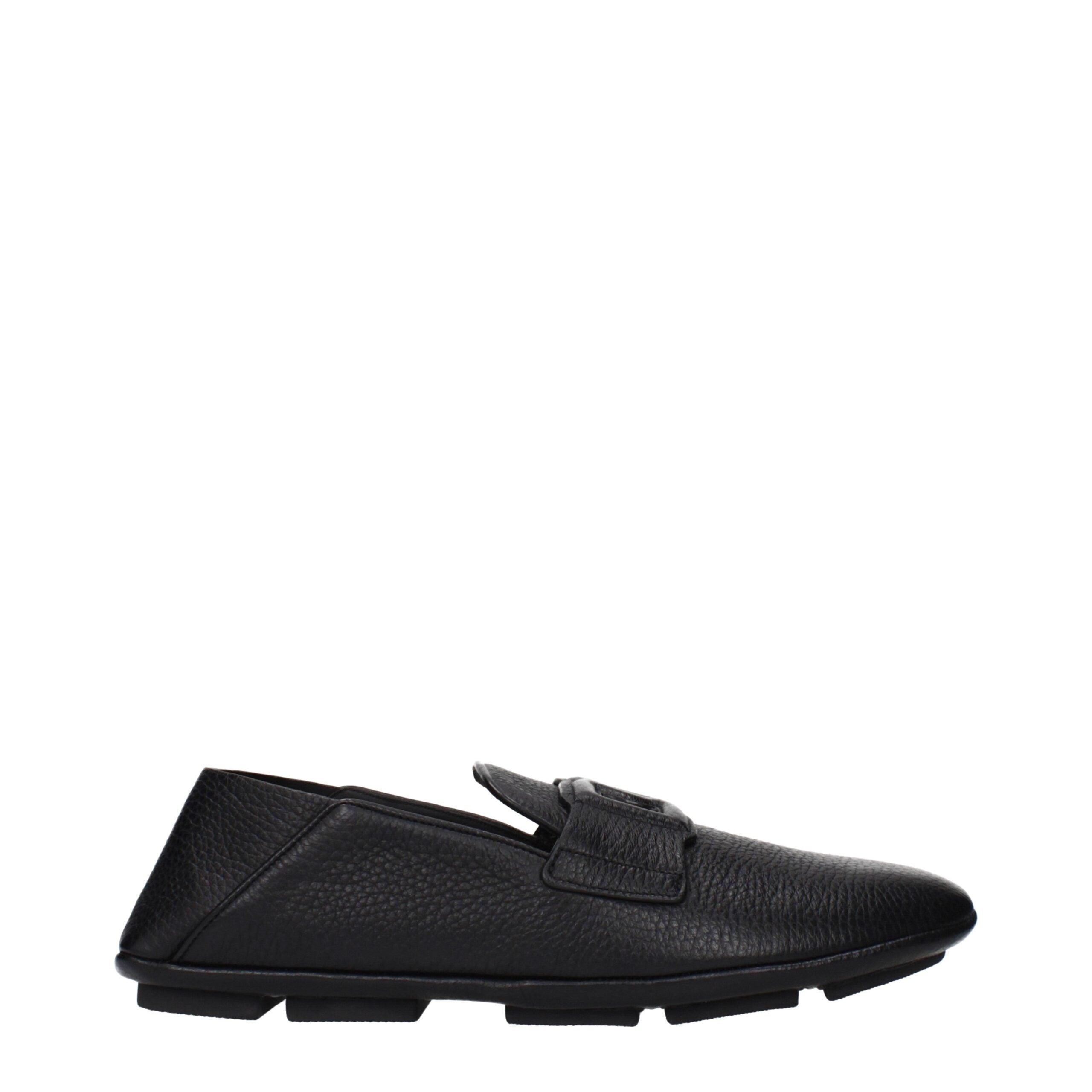 Dolce & Gabbana Zwarte Leren Instapsloffen