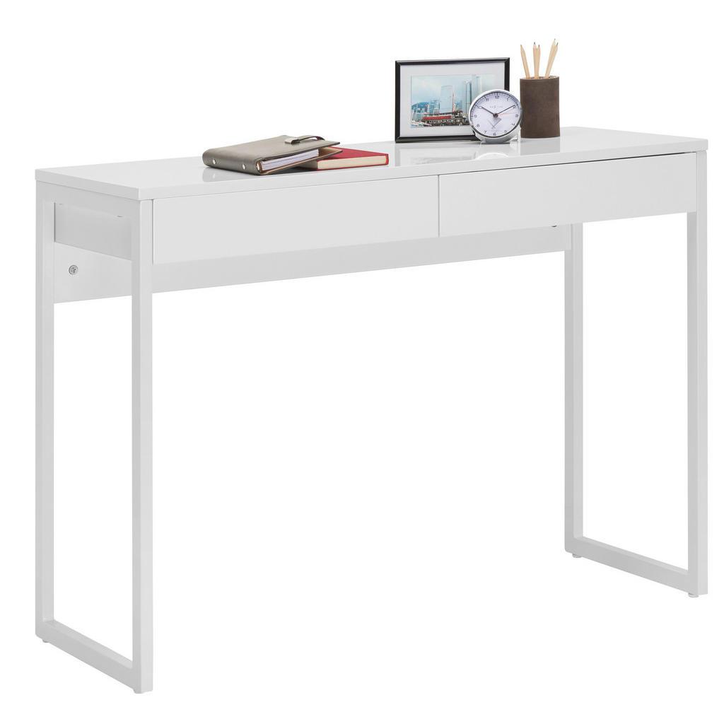 Hom`in Schreibtisch , Weiss , Metall, Holzwerkstoff , 2 Schublade(n) Schubladen , rechteckig , eckig, Kufe , 40x76x102 cm , Bsci , Stauraum , Büromöbel, Büromöbelset, Büromöbelserien