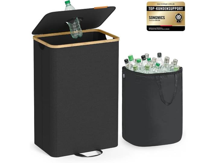 Recyclingbehälter 95 Liter Schwarz Bambus