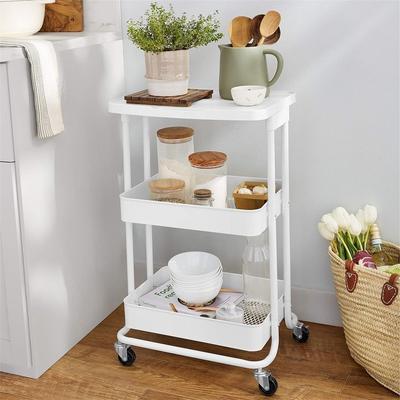 No "2 Tier Metal Kitchen/Utility Cart with Shelf White - 17.05""D x 31.02""W x 13.35""H"