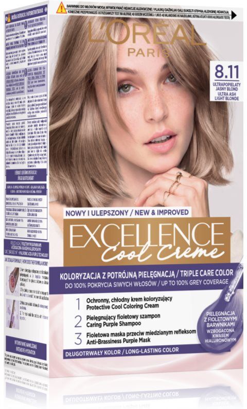 L’Oréal Paris Excellence Cool Creme coloration cheveux teinte 8.11 Ultra Ash Light Blond 1 pcs