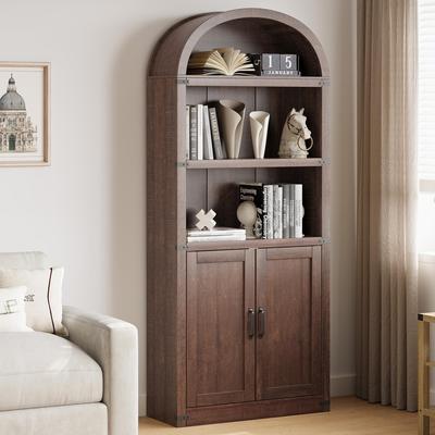 Garvee "71.65"" Farmhouse Arched Door Bookcase for Home Office"