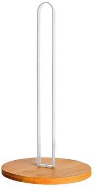 Inspire Daily Merch Nordic Style Bamboo Paper Towel Holder Free Standing Vertical Storage Rack For Kitchen Countertop white