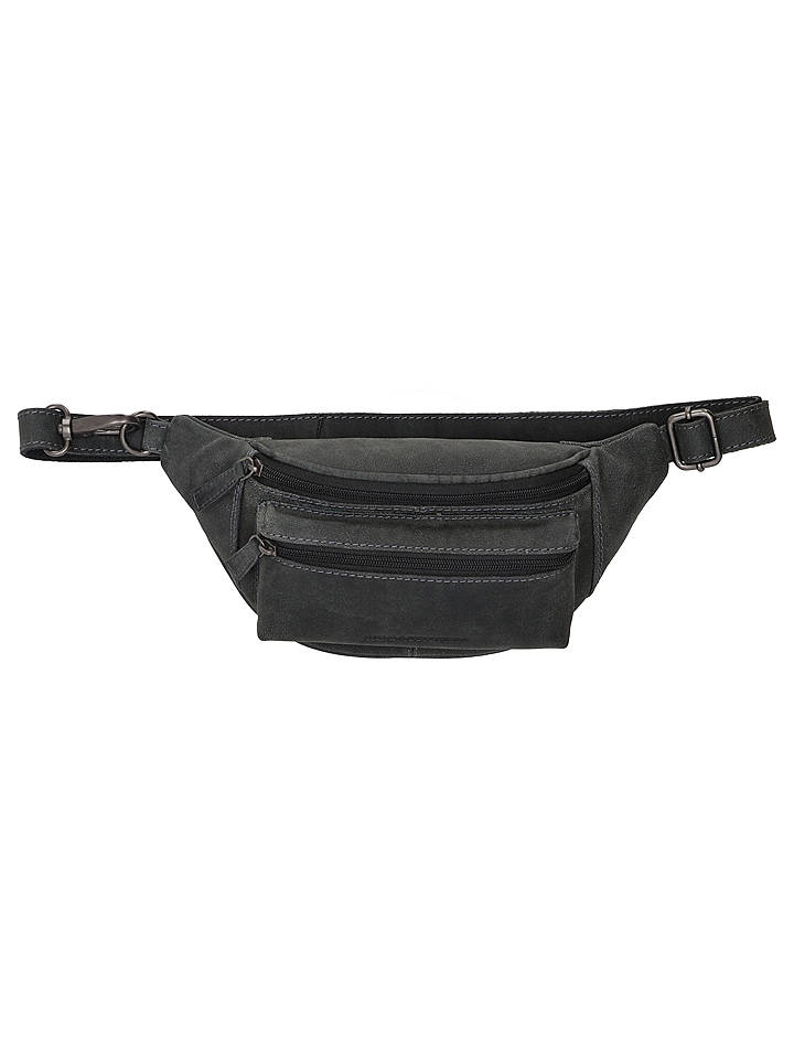 HIDE & STITCHES Leder-Gürteltasche in Schwarz - (B)30 x (H)14 x (T)8 cm - onesize