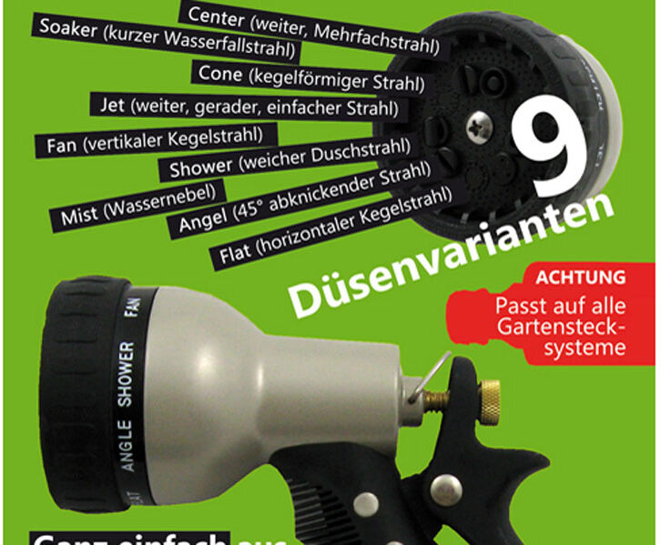 Axis Line Gartenspritze mit 9 Düsenvarianten