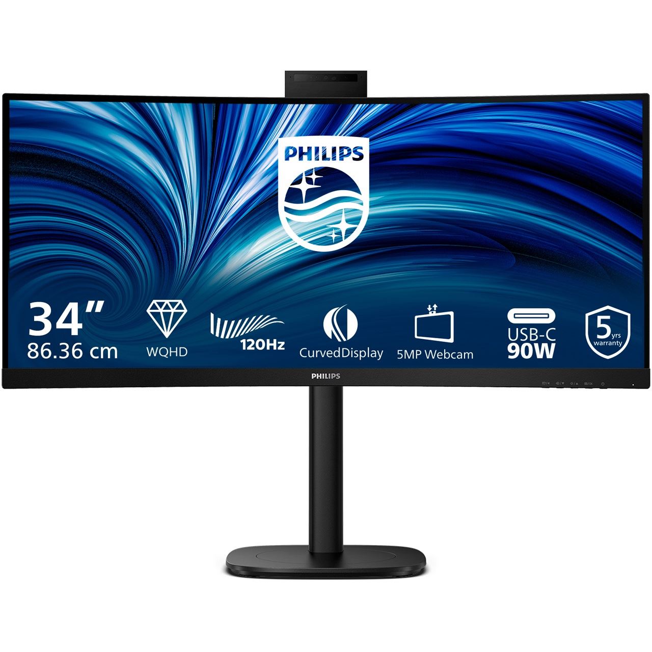 34" (86,36cm) Philips 3000er Serie 34B2U3600CH schwarz 3440x1440 1xDisplayPort 1.4 / 1xHDMI 2.0 / 1x USB-C mit Displayport