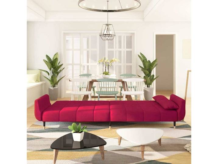 vidaXL Sofa vidaXL Schlafsofa 2-Sitzer mit 2 Kissen Weinrot Samt