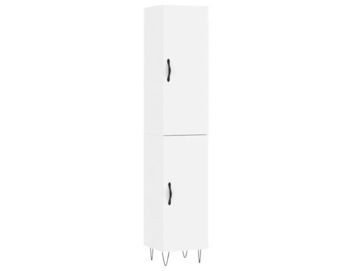 HGFDVCMR Highboard Weiß 34,5x34x180 cm Holzwerkstoff Schrank Schlanker Kommodenschrank mit Metallfüßen und schützenden Türen, ideal für Wohnzimmer und Flur.