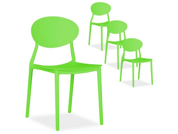 Homestyle4u Gartenstuhl 4er-Set Kunststoff Grün, 41x80x51 cm, Gartenmöbel, Gartensessel, Gartenstühle