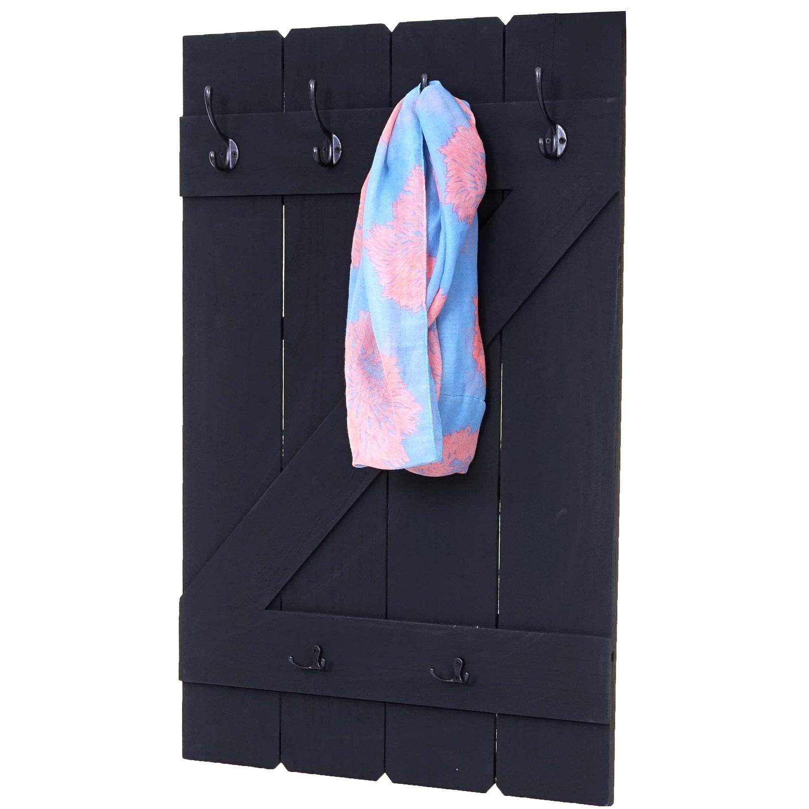 Wandgarderobe MCW-D13, Garderobe Garderobenpaneel, 6 Haken 91x60cm ~ dunkelgrau shabby