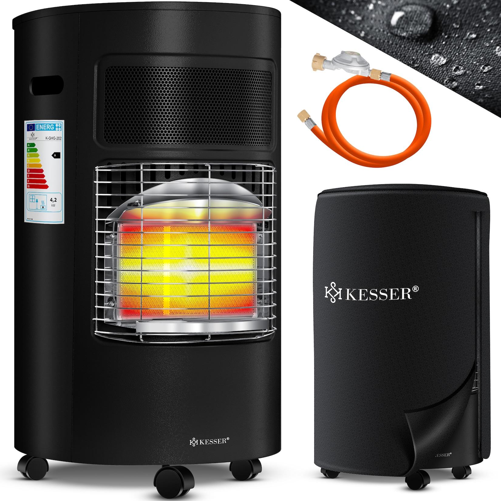 KESSER® Gasheizer Keramik 4200 Watt Gas Heizstrahler inkl. Gasdruckregler Gasschlauch - Gasheizofen inkl. Schutzhülle Gasheizgerät, Infrarot Keramikbrenner, Butan- oder Propangasflaschen