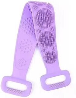 Uplift Picks FlexClean Silicone Back Scrubber Shower Belt With Exfoliating Massage Brush purple