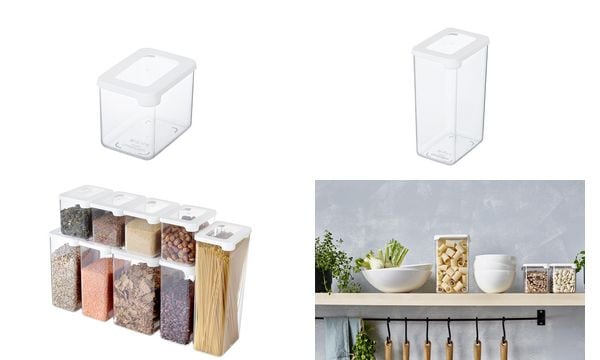 GastroMax luchtdichte voorraadcontainer, 2,25 liter, transparant/wit