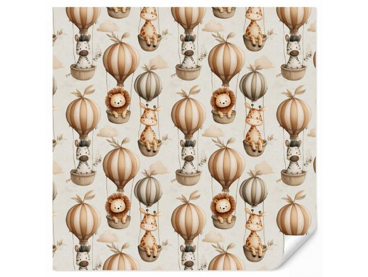 OnlyWow Kindertapete - Safari - Heißluftballons - Taupe - 240x260 cm, Beige, Papier, Rechteckig, 240x260 cm, Tapeten & Wandverkleidungen, Vliestapeten