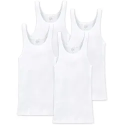 SCHIESSER Herren Unterhemd 4er Pack - ärmellos, Cotton Essentials, Doppelripp Weiß / 3XL