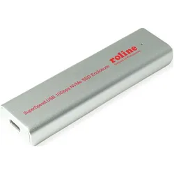 Roline Externes USB3.2G2 Typ C-Gehäuse fuer M.2 NVME SSD (M.2), Festplattengehäuse, Silber