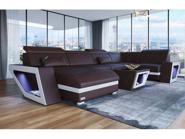 Leder Couch Catania U-Form