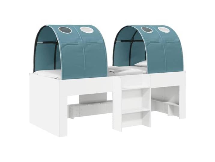 PUGYNBK Tunnelbett, 3 Stück, Weiß und Hellblau, technisches Holz Stabiler Lattenrost, einfache Montage, minimalistisches Design, Innenbereich, platzsparend