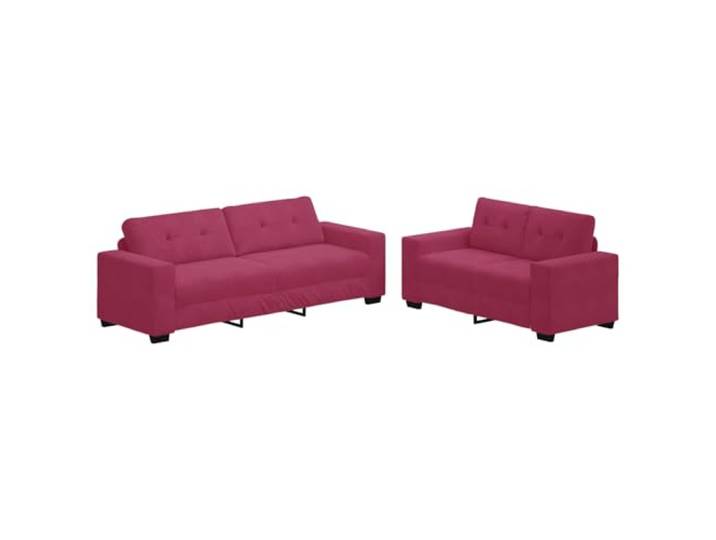 Makastle Sofa Couch 2er Set Weinrot Samt