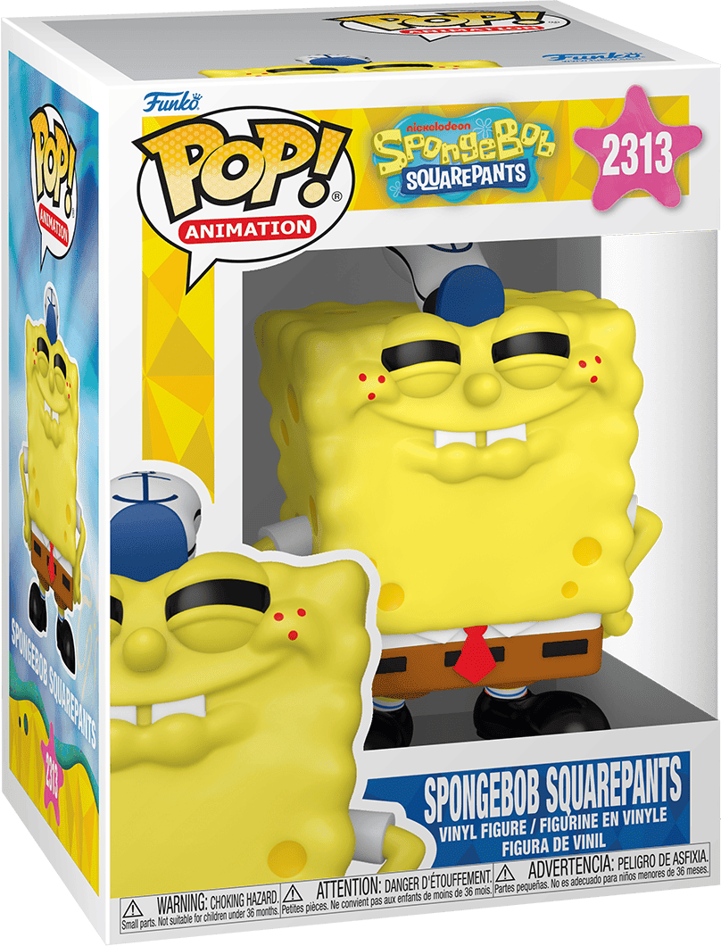 Funko Pop! Animation SpongeBob SquarePants Grinning Vinyl Figure #2313, Blue-and-White, 10.4 cm, Funko Collectible