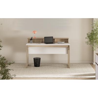 Schreibtisch HOME AFFAIRE "Stranda, Arbeitstisch im Skandi Style, Bürotisch in zwei Farben", beige (weiß skandi eiche), B:120cm H:92cm T:60cm, Tische, Schreibtisch, moderner Computertisch, wohnliches Home Office