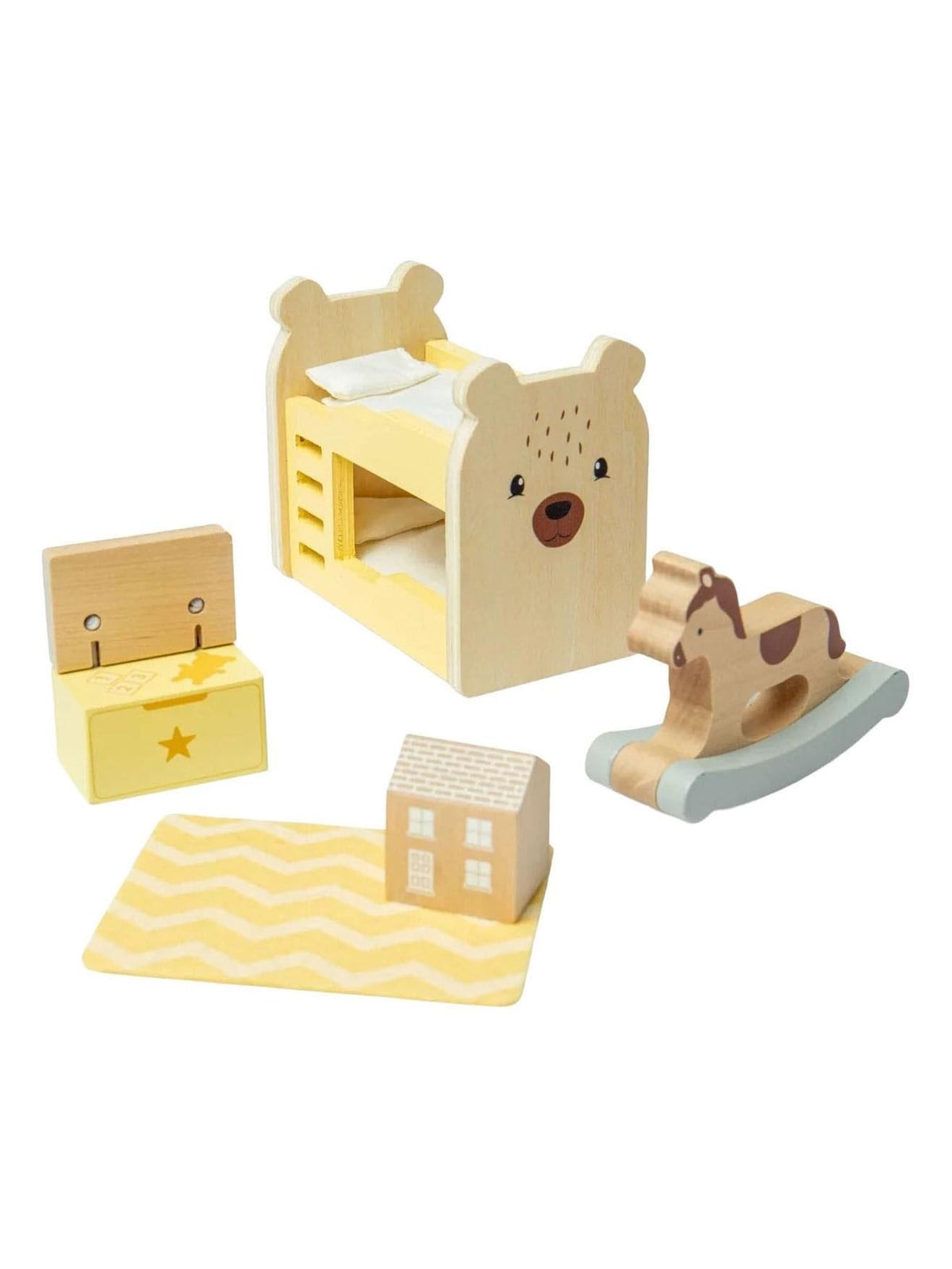 Bigjigs Wooden Dollhouse Furniture Nursery - 5-piece