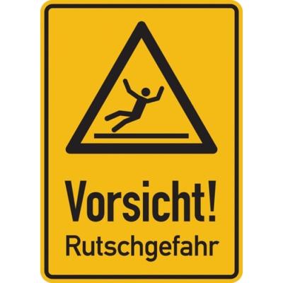 Hinweisschild, Vorsicht Rutschgefahr, 350x250mm, Alu geprägt - 250x350x0.45 mm Aluminium geprägt