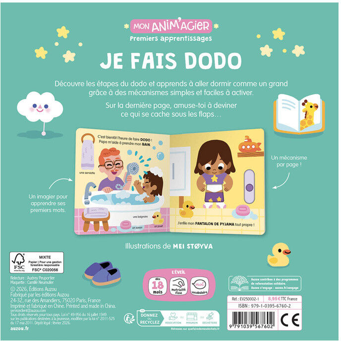 Mon animagier premiers apprentissages : Je fais dodo - Auzou