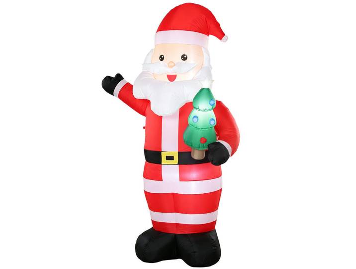 Outsunny Aufblasbarer-Weihnachtsmann Polyester Rot, 78x243x150 cm, Dekoration, Weihnachtsdekoration