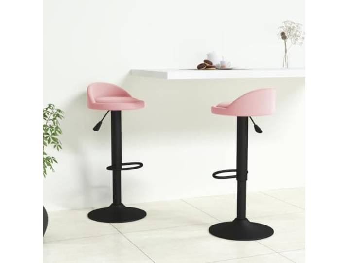 Barhocker 2 Stk. Rosa Samt, höhenverstellbar mit Fußstütze, 360 Grad Stahlfuß, Gasdruckfeder, 110 kg Belastbarkeit, für Theke, Wohnung, Bar, Cafe