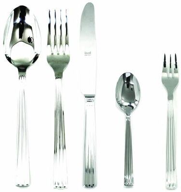 Mepra Sole Flatware Set with Cake Fork - 30 Pieces Knives Hollow Handle - Stainless Steel