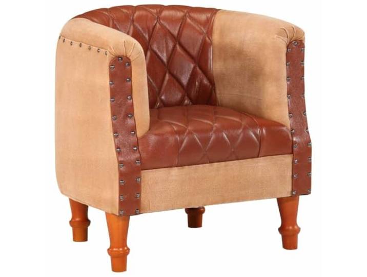 Heofavd Sessel Echtleder Braun Massivholz Mangoholz Sofastuhl