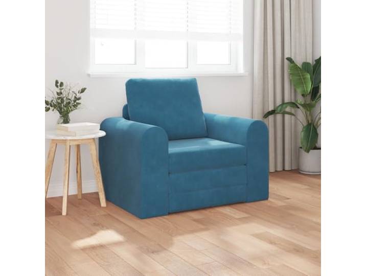 HEFZGDB Boden Schlafsofa 2-in-1 Blau 98x71x83 cm – Modernes Sitzmöbel mit umklappbarer Funktion als Gästebett, strapazierfähiger Holzrahmen und komfortable Tufting-Polster