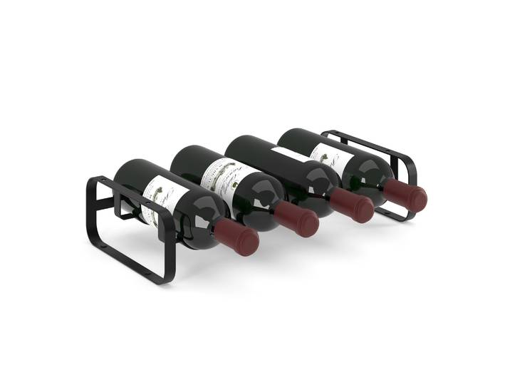 Weinregal Metall für 4 Flaschen schwarz