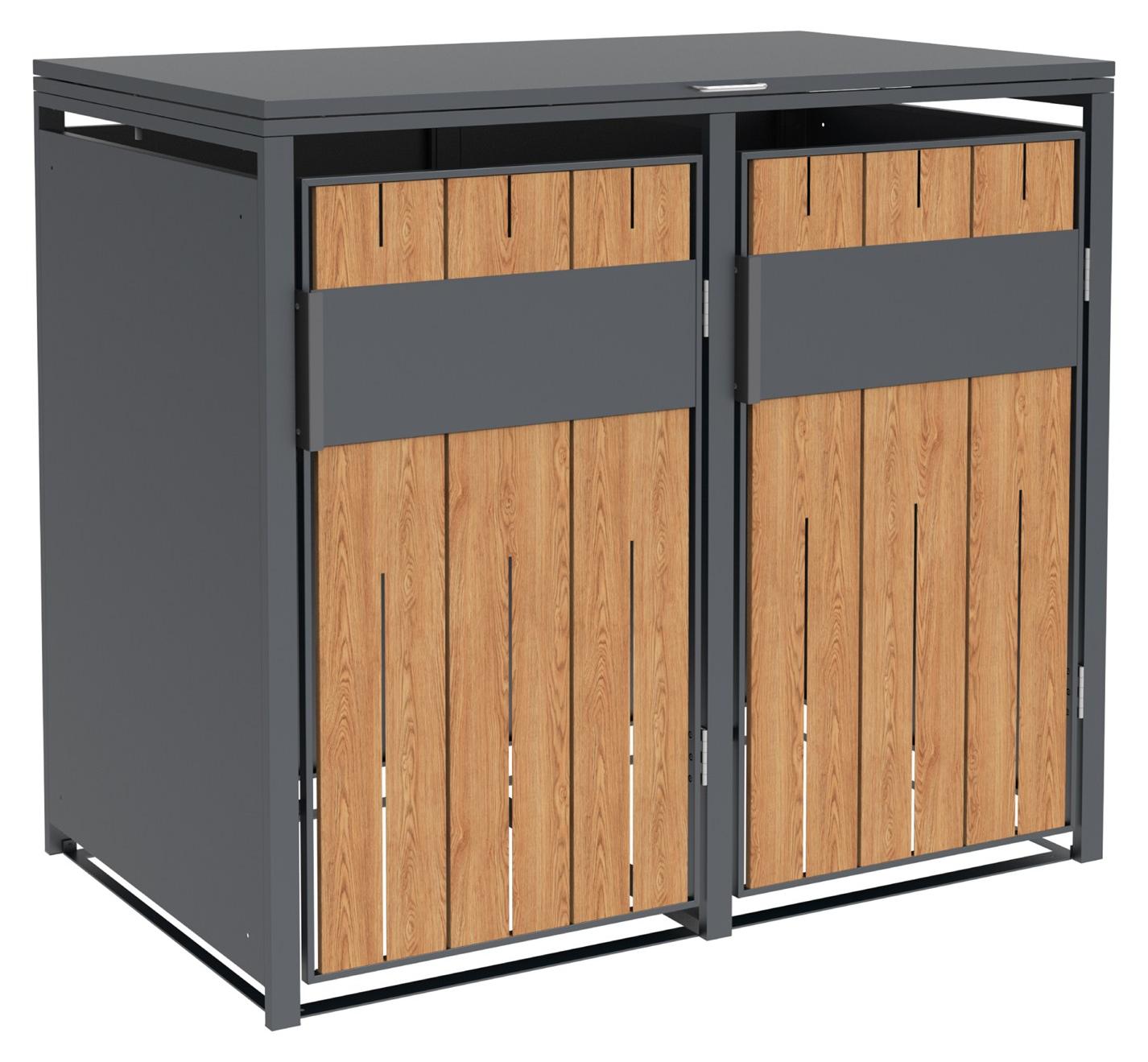 Westmann Varius 2 Metall Mülltonnenbox 2er 2x240 L Holzoptik