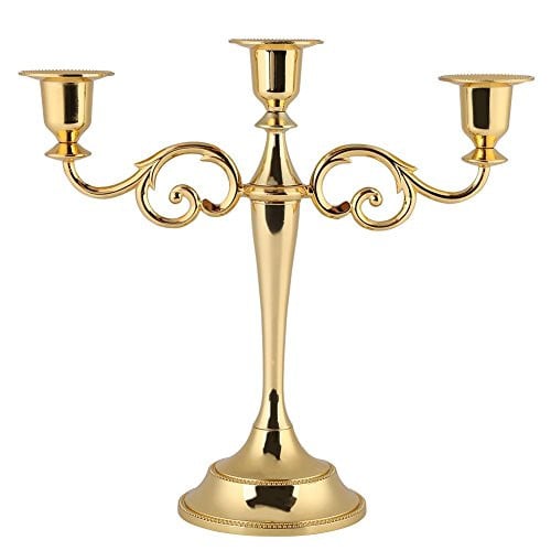 GOTOTOP 3-armige Metalen Kandelaar voor Taperkaarsen, 30 cm, Elegante Decoratie