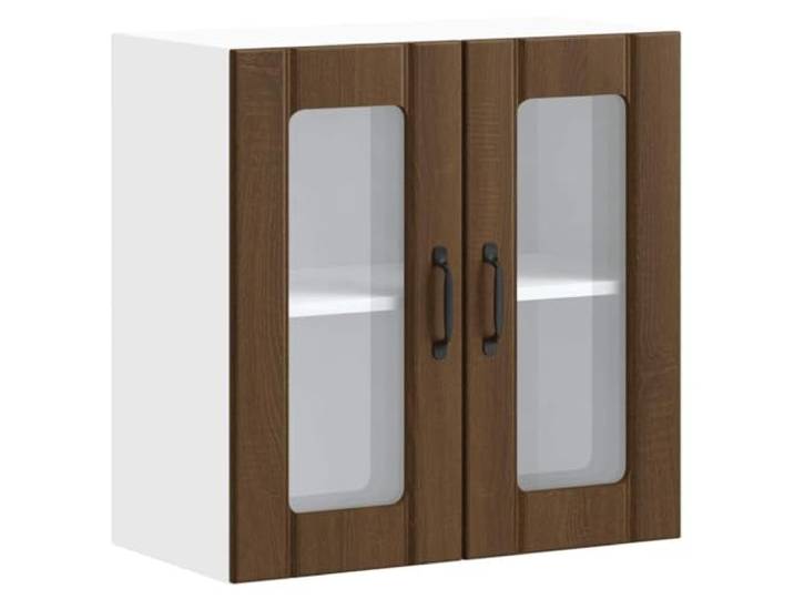 fsahslih Küchen-Hängeschrank mit Glastür Lucca 60x31x60 cm Braun Kompakter Hängeschrank für Küche und Esszimmer mit eleganten Glastüren, viel Stauraum und robuster Eichen-Optik.