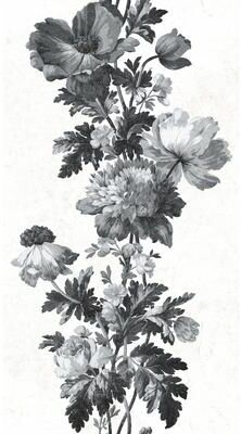 RoomMates Black & White Watercolor Floral Stripe Peel and Stick Wallpaper
