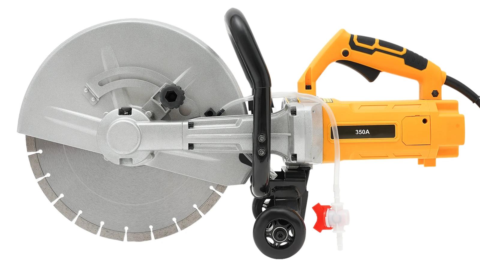 Elektrische Betonsäge - 350 mm Trennsäge - 3000W 220V - 4200 U/min - Schiene für Wand- und Straßenschnitte - Nassschnitt 4 l/min - Rot