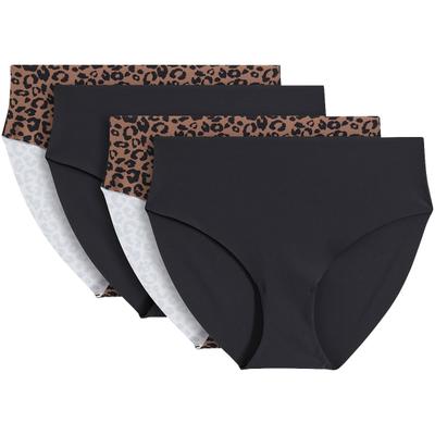 Panty BONPRIX, Damen, Gr. 48/50 (XL), schwarz, matt braun bedruckt, Obermaterial: 85% Polyamid, 15% Elasthan, Unterhosen Panty, Maxislip, mit trendigem Druck, aus elastischem Material