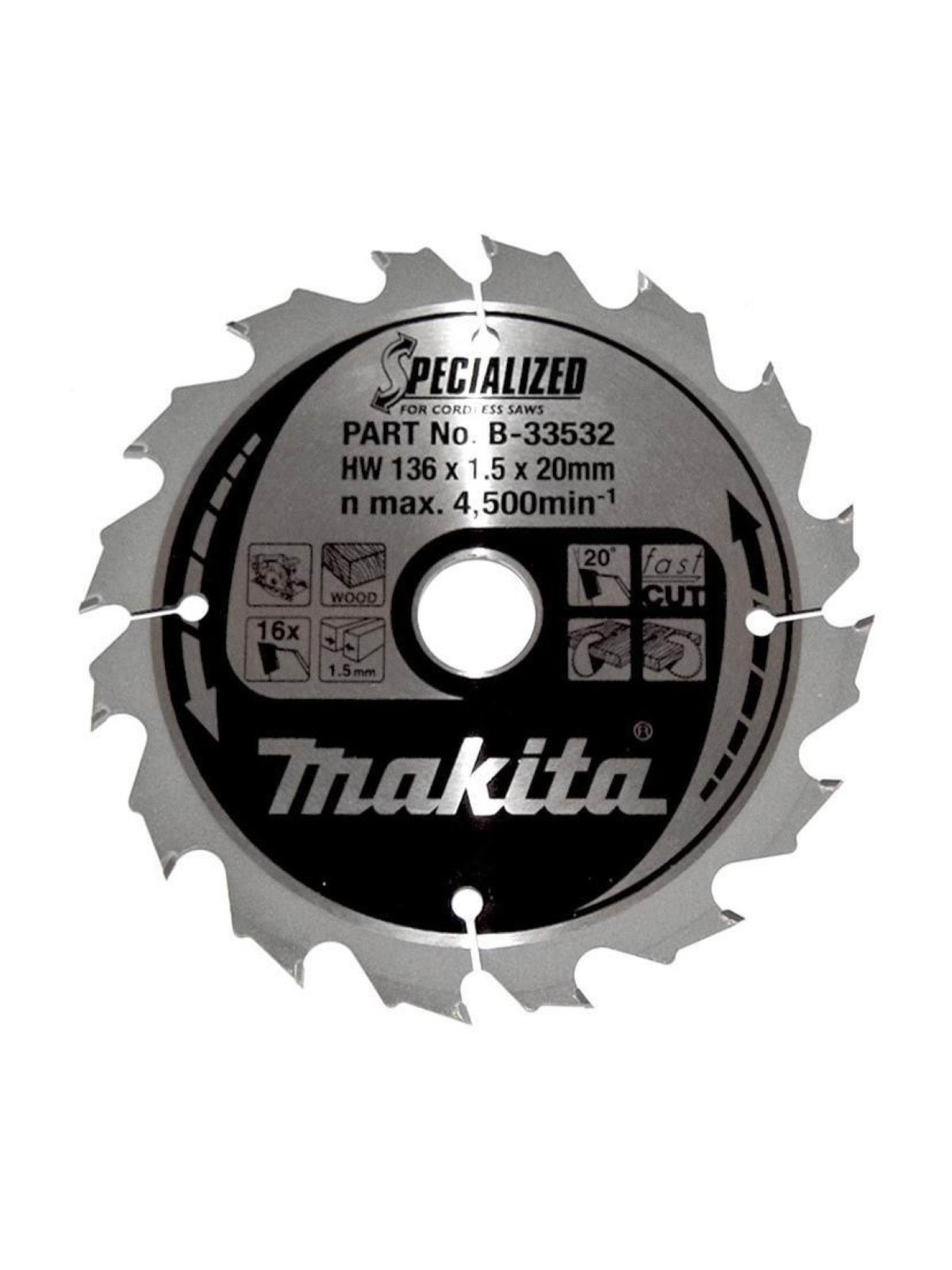 Makita t.c.t circular sav blade 136x20x1.5mm 16t