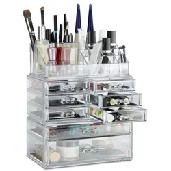 Relaxdays 2 x Make Up Organizer transparent Transparent