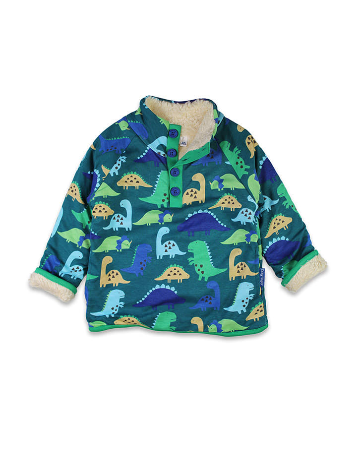 Toby Tiger Fleecepullover in Grün/ Blau - 98