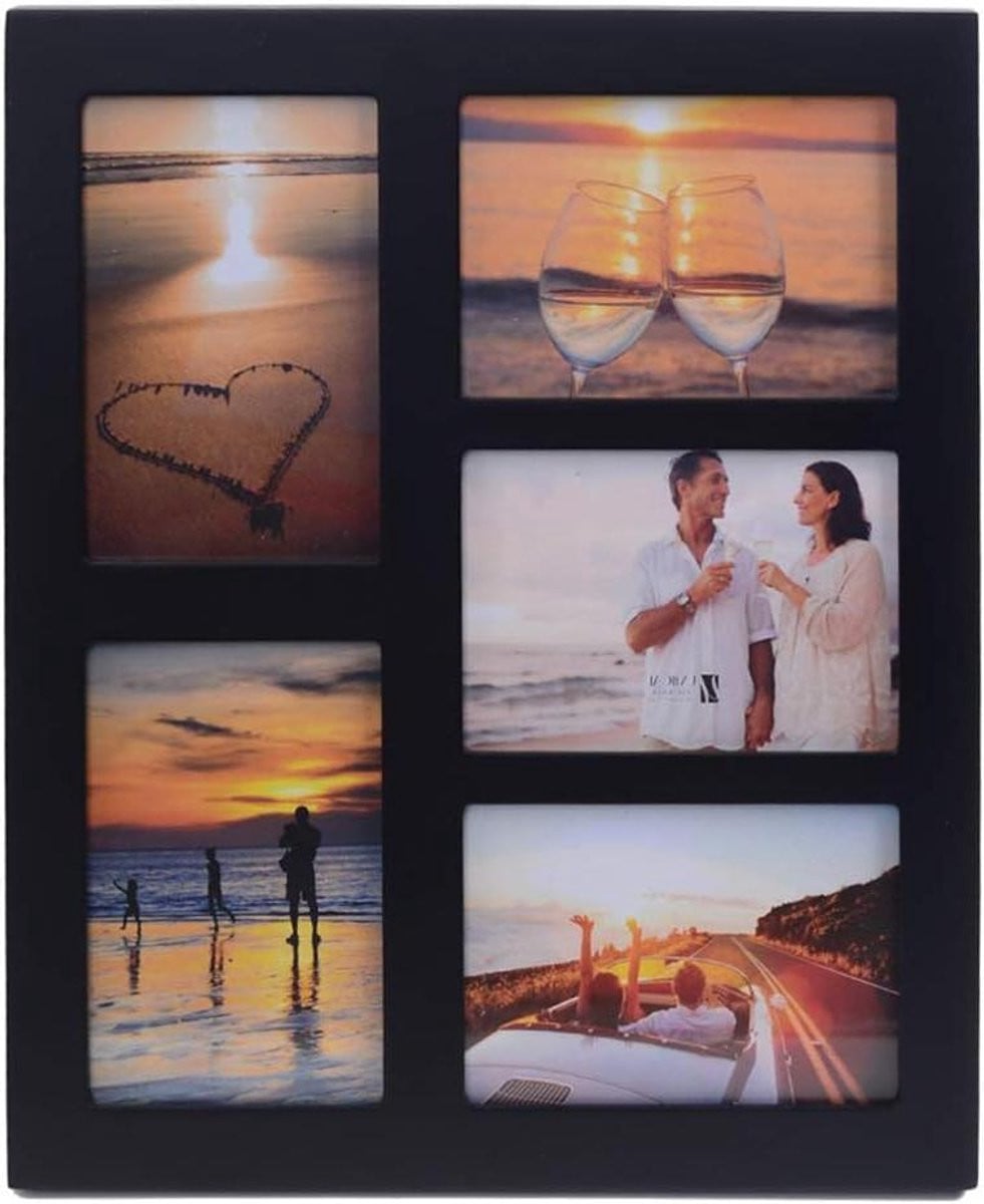 Collage Fotolijst met vijf openingen in zwart hout - 5x 10x15 cm